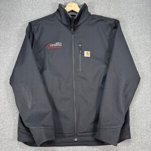 Carhartt Crowley Jacket Men's Large Black Fleece Lined Softshell Rain Defender